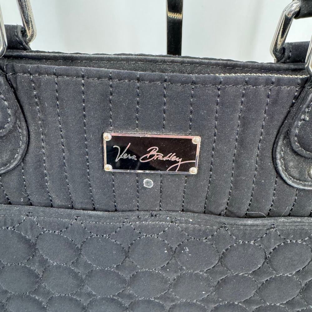 Vera Bradley Large Black Laptop Bag Briefcase Quilted Zip Travel Business Work - Picture 3 of 12